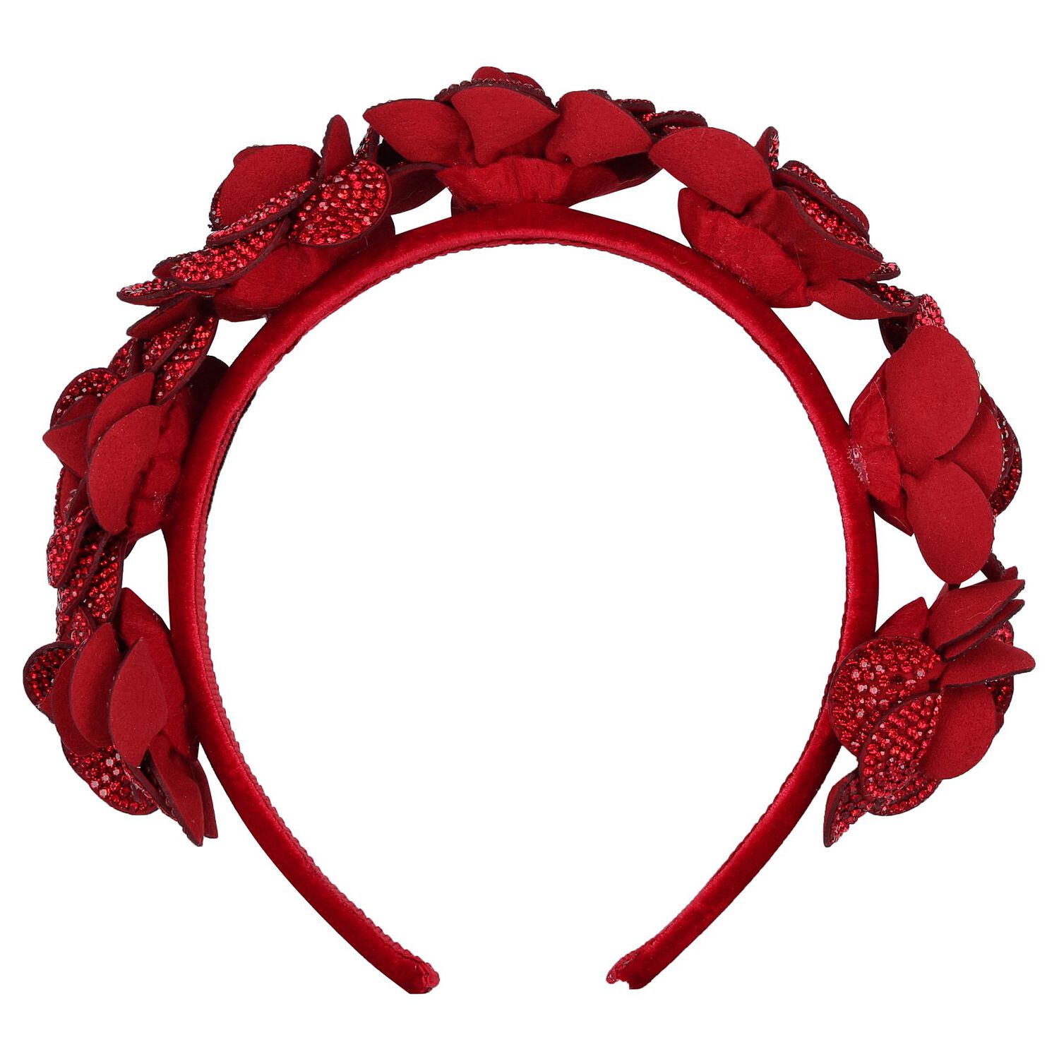 Girls Red Diamante Flower Headband, 1, hi-res