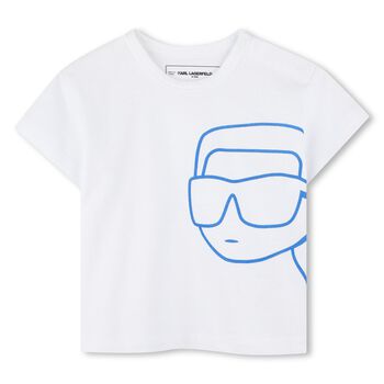 Boys White & Blue Ikonik Karl Shorts Set