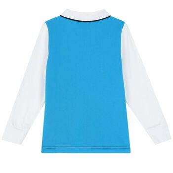 Boys White, Navy, Grey & Blue Logo Polo Shirt
