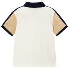 Boys White & Beige Logo Polo Shirt, 1, hi-res