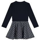 فستان بنات بالشعار باللون الكحلي , 1, hi-res