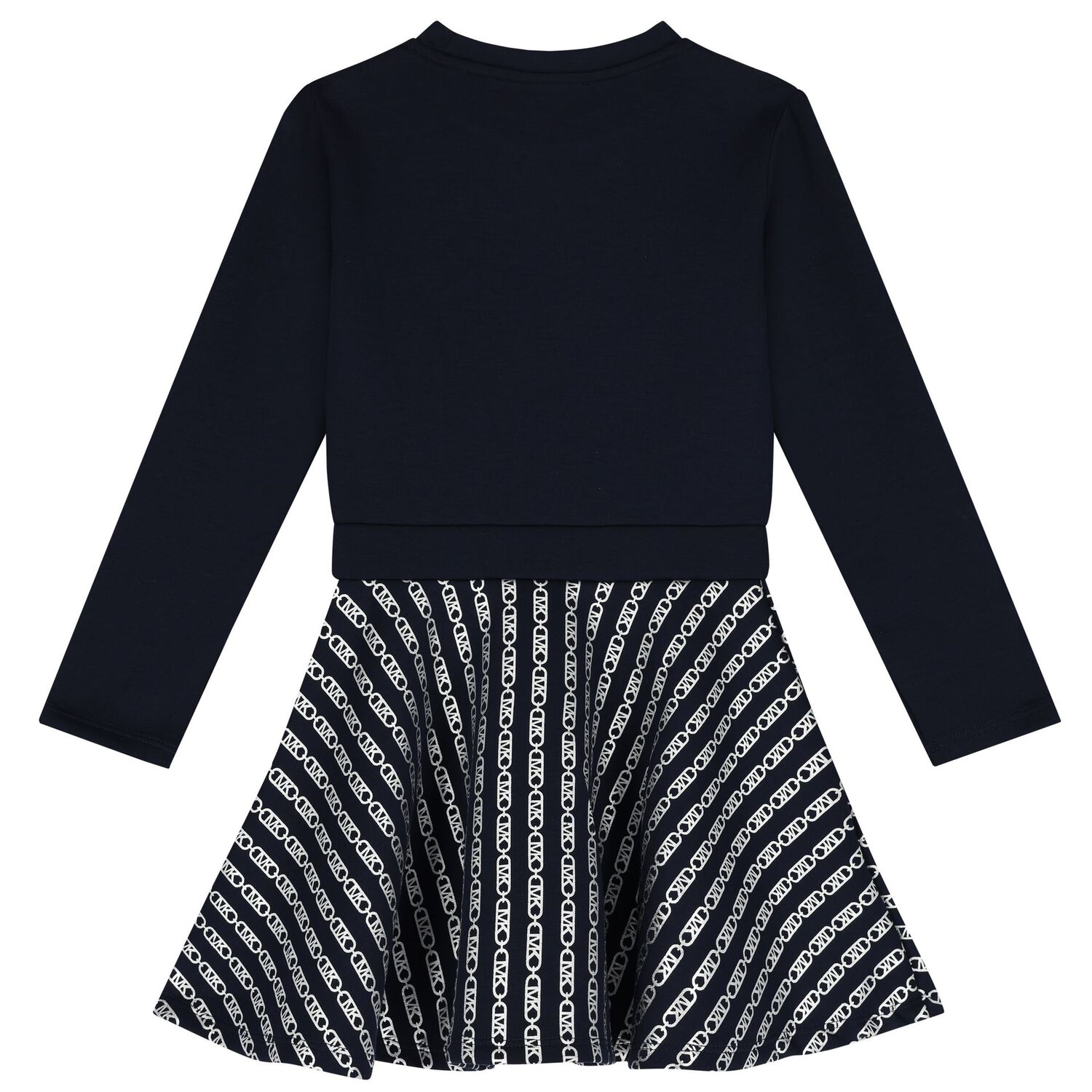 فستان بنات بالشعار باللون الكحلي , 1, hi-res