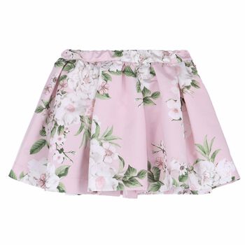 Girls Pink Floral Print Skirt