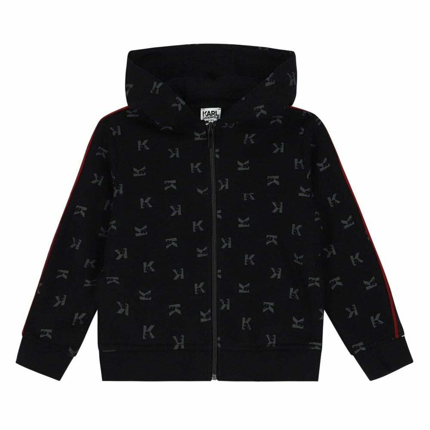 Boys Black Logo Zip Up Top, 1, hi-res image number null