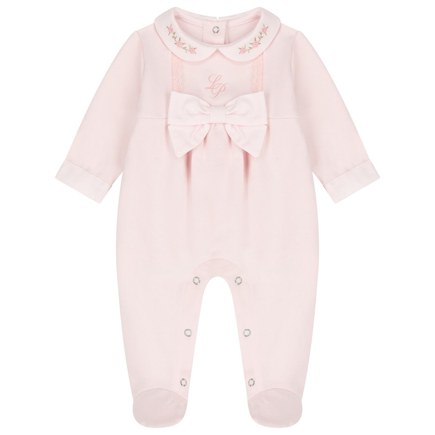 Baby Girls Pink Logo Bow Babygrow, 1, hi-res