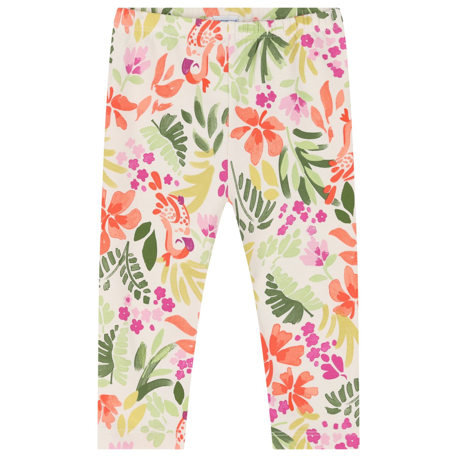 طقم ليجنز باللون البرتقالي والعاجي للبنات, 1, hi-res