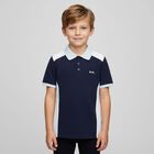 Boys Navy Blue Logo Polo Shirt, 2, hi-res