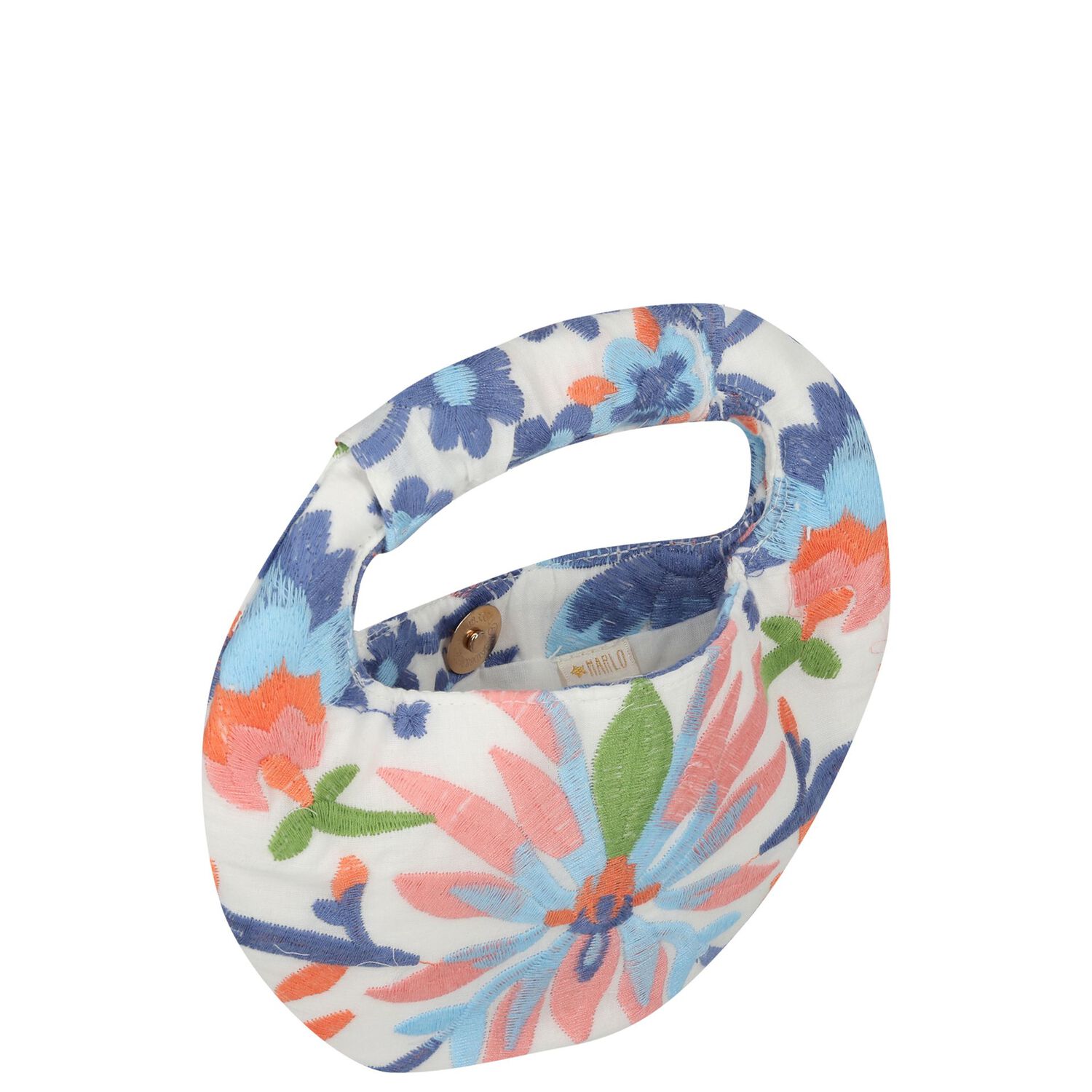 Girls White & Blue Embroidered Floral Handbag , 1, hi-res