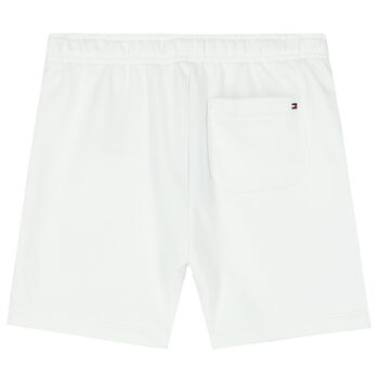 Boys White Varsity Logo Shorts