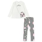 Girls Ivory & Black Houndstooth Leggings Set, 1, hi-res