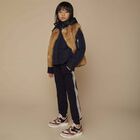 بنطلون رياضى بالشعار باللون الكحلى للبنات, 2, hi-res