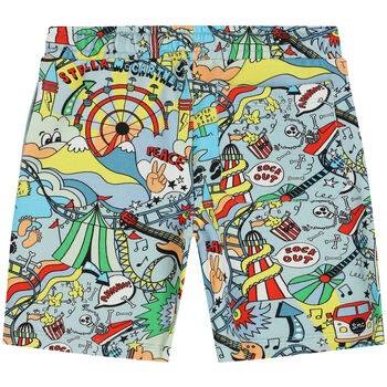 Boys Blue Printed Shorts