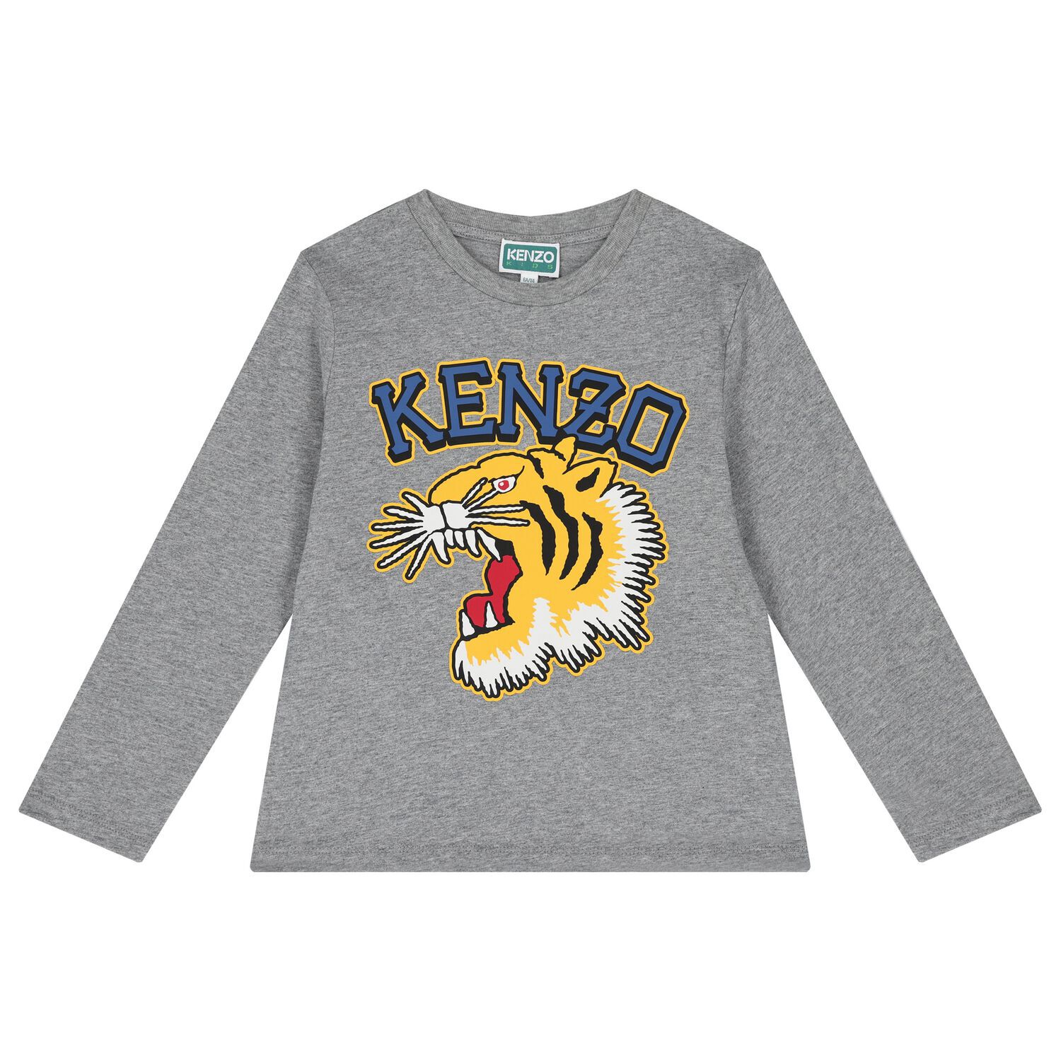Boys Grey Tiger Logo Long Sleeve Top, 2, hi-res image number null