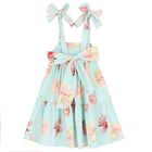 فستان بنات بفيونكة باللون الأزرق, 1, hi-res