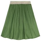 Girls Green Logo Pleated Skirt, 2, hi-res