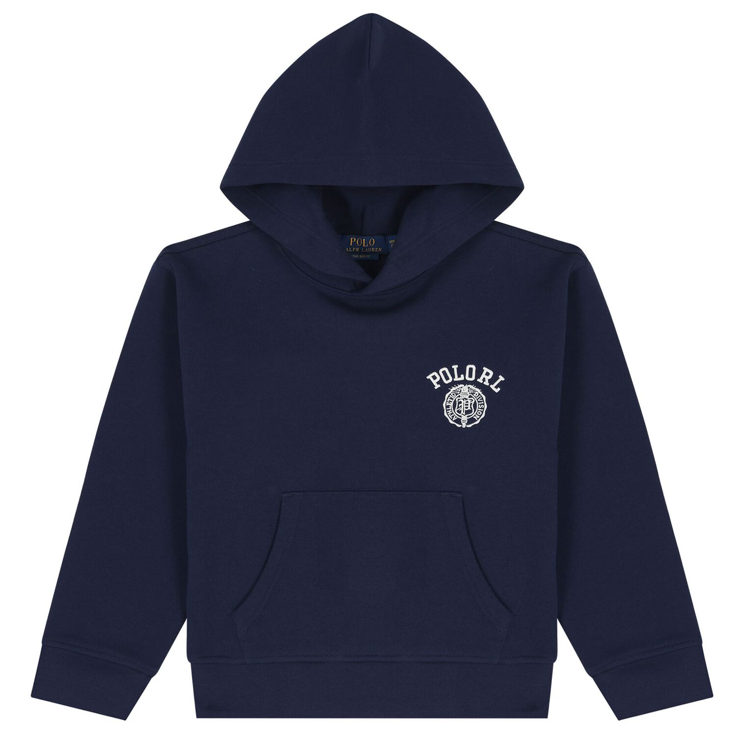 Boys Navy Blue Logo Hooded Top, 1, hi-res