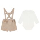 طقم دنغرى أولاد باللون الأبيض والبيج , 1, hi-res