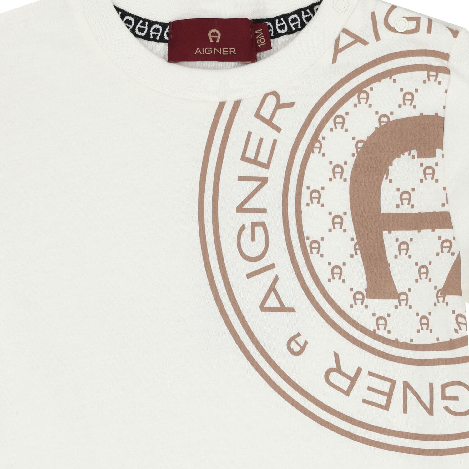 طقم شورت للأولاد باللون العاجي والبيج بشعار, 1, hi-res