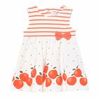 Baby Girls White & Orange Dress, 1, hi-res