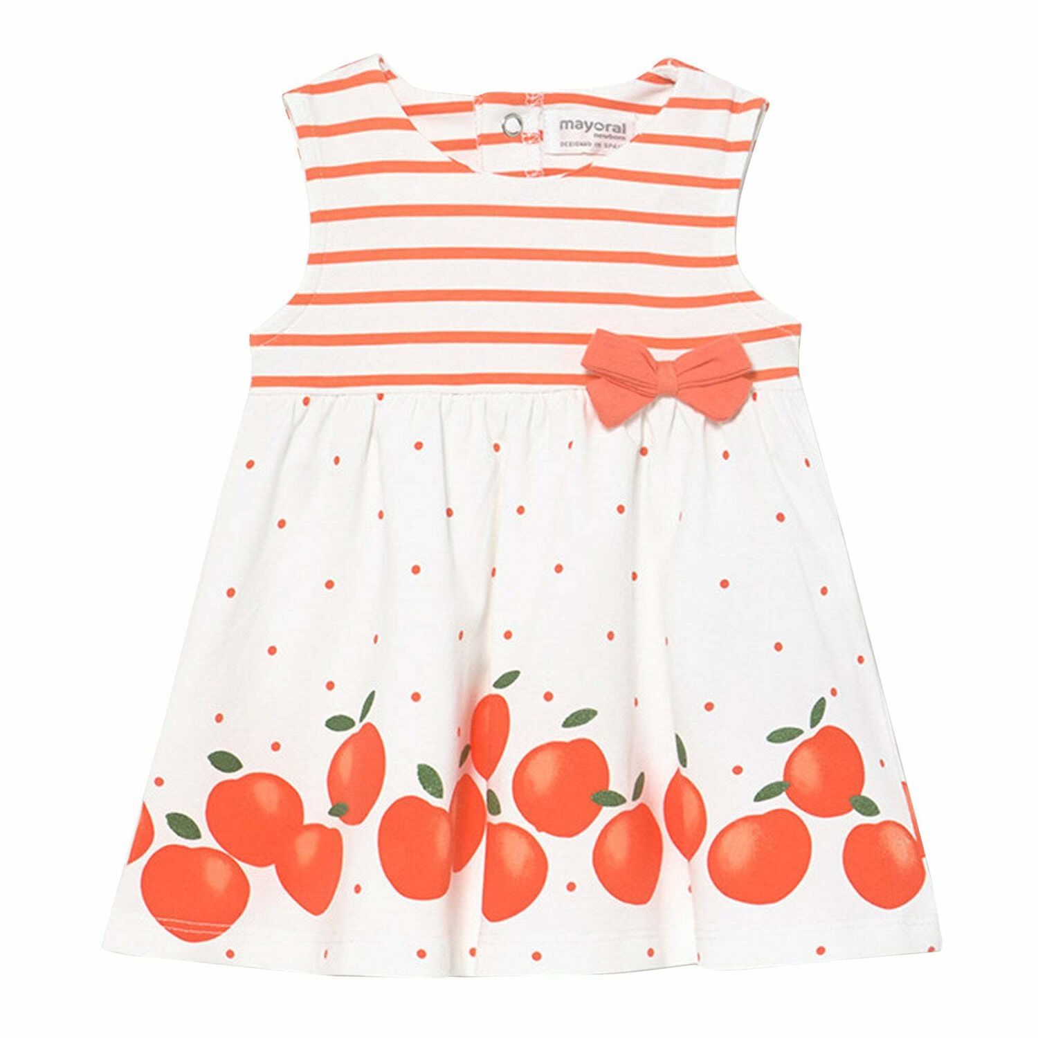Baby Girls White & Orange Dress, 1, hi-res image number null