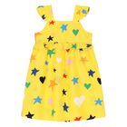 Younger Girls Yellow Cotton Star Print Dress Set, 1, hi-res