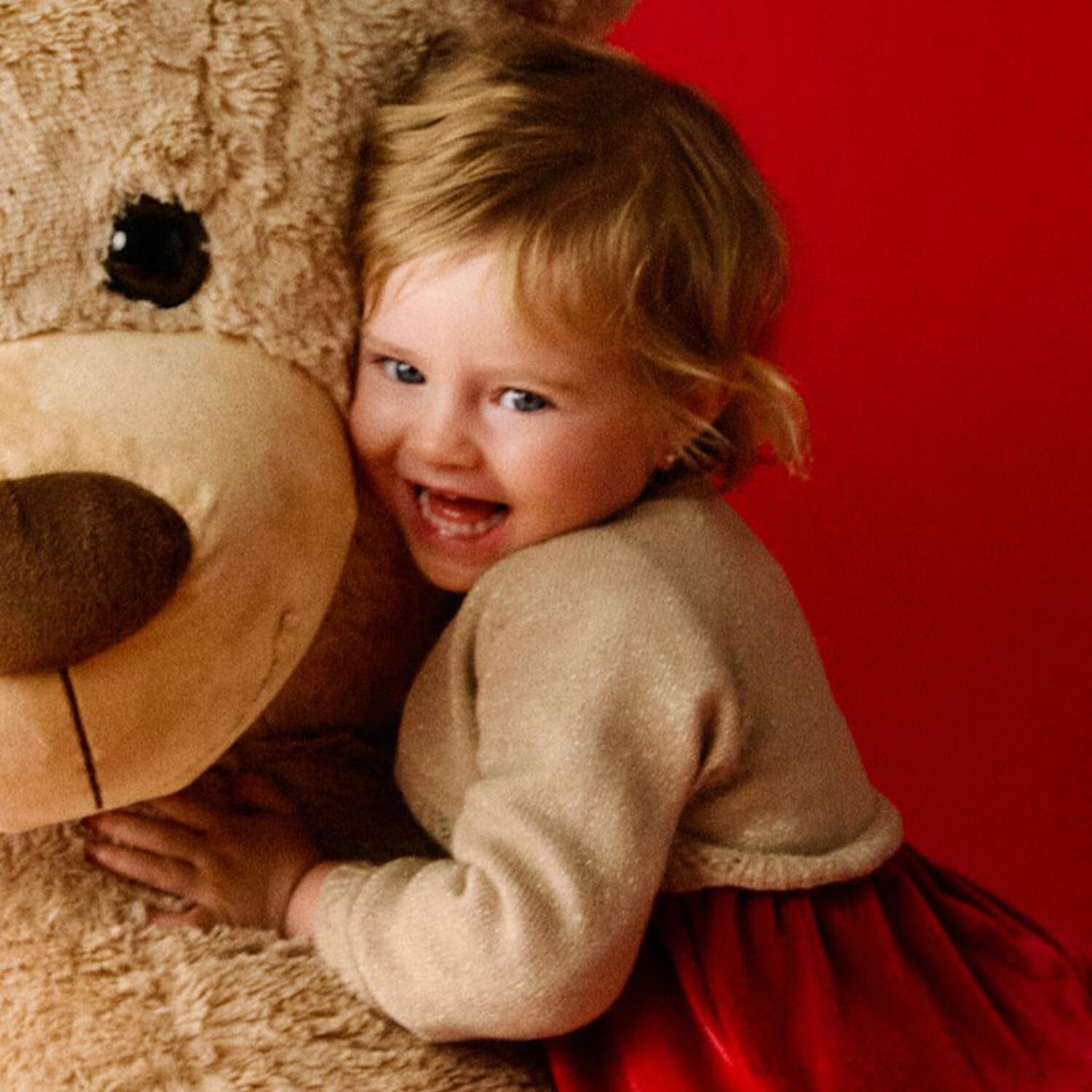 Younger Girls Beige Knitted Cardigan, 2, hi-res