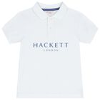 Boys White Logo Polo Shirt, 1, hi-res