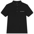 Boys Black logo Polo Shirt, 1, hi-res
