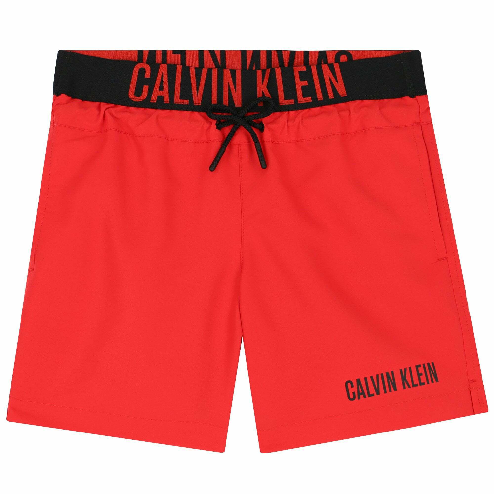 Calvin Klein Boys Red Logo Swim Shorts Junior Couture QA