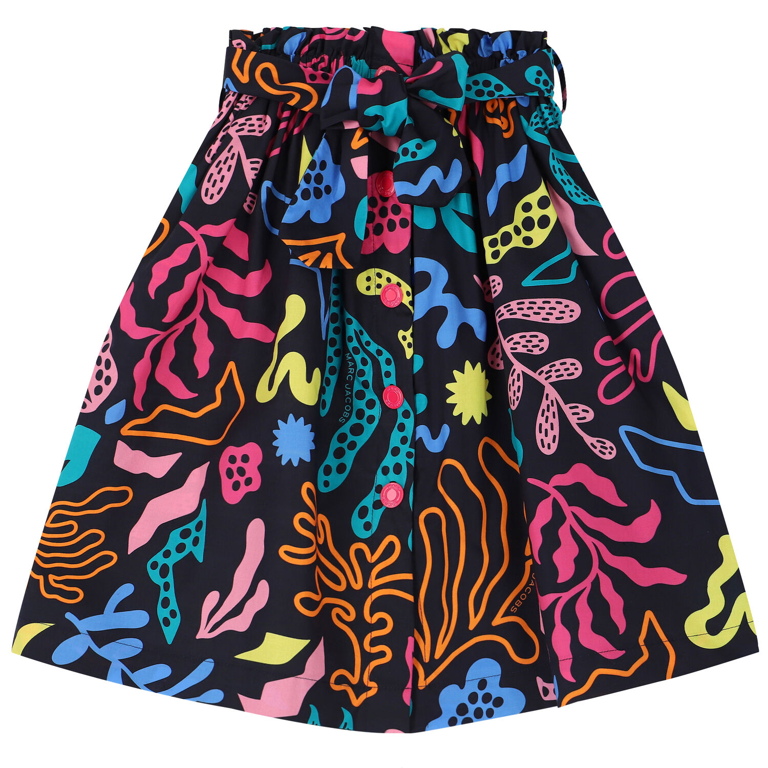 Girls Navy Blue Coral Print Skirt, 1, hi-res
