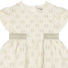 Girls Ivory & Gold Logo Jacquard Dress, 1, hi-res