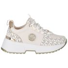 Girls Ivory & Gold Logo Trainers, 1, hi-res