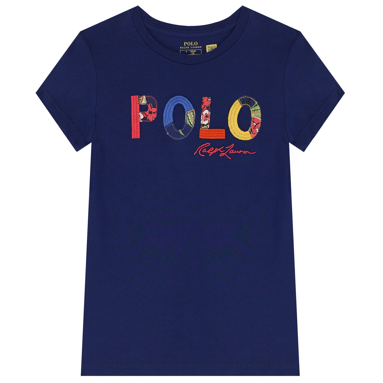 تيشيرت بنات بالشعار باللون الكحلى, 2, hi-res