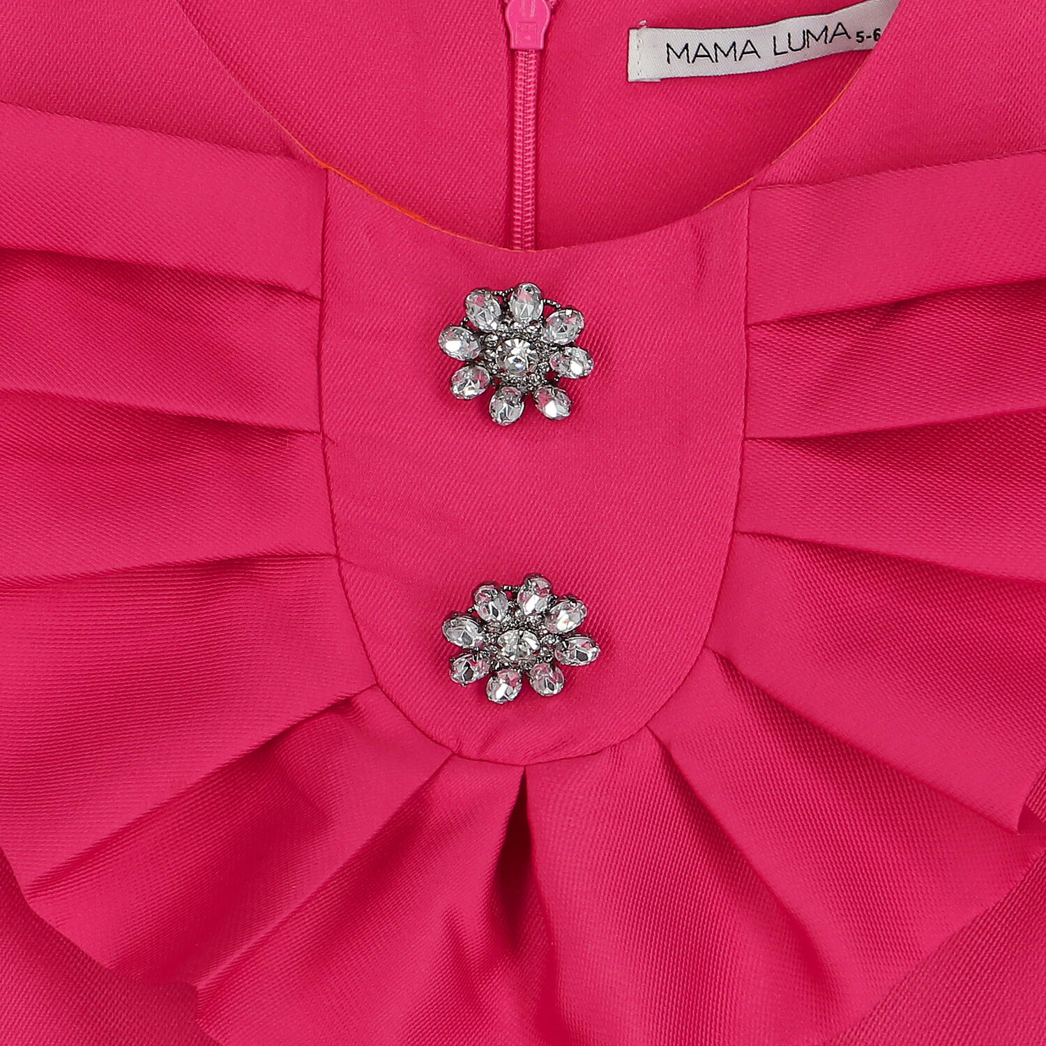 فستان ساتان مكشكش باللون الوردي, 1, hi-res