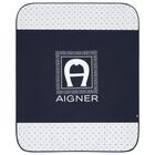 Baby Boys Navy Blue Logo Blanket, 2, hi-res