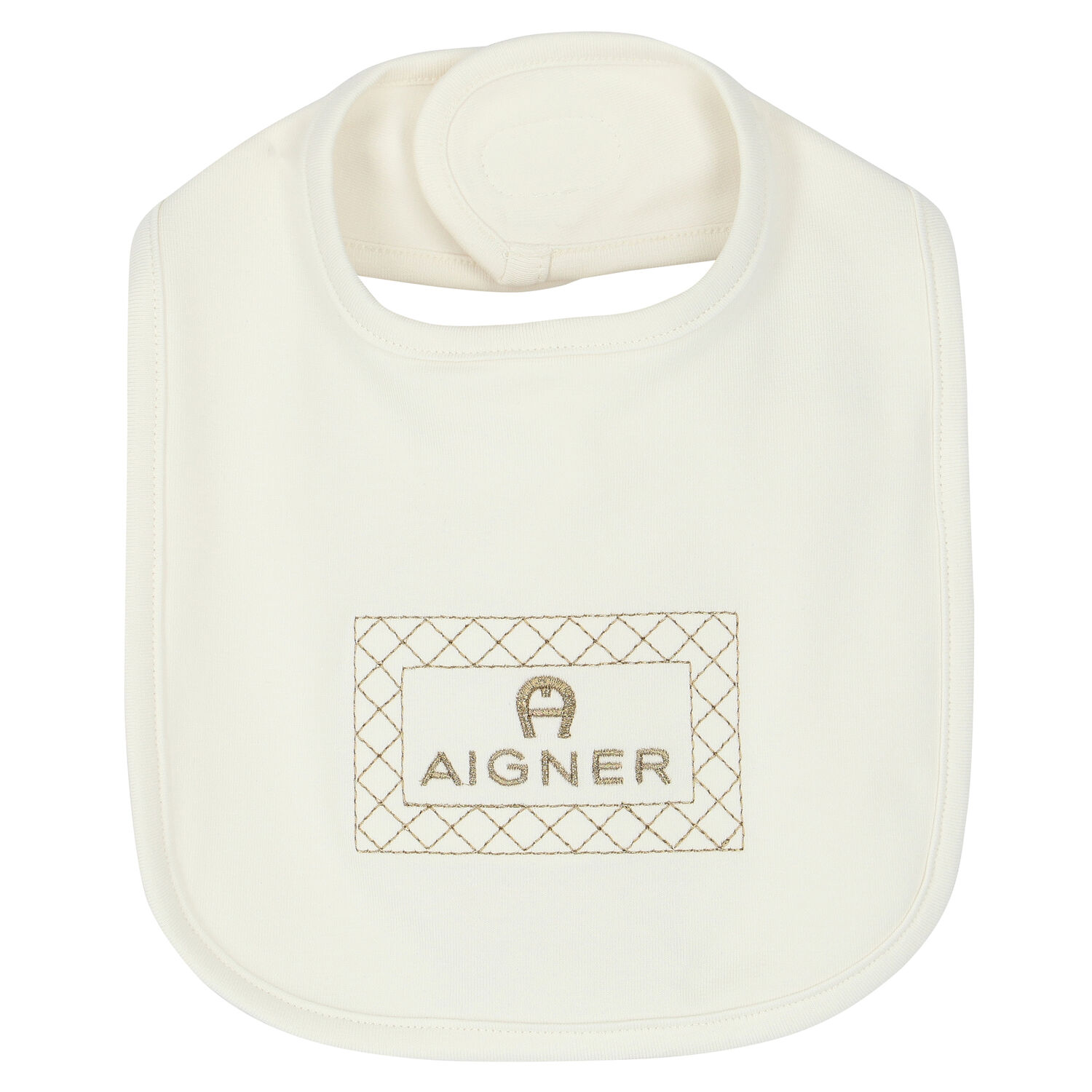 Ivory & Gold Logo Baby Bib, 1, hi-res