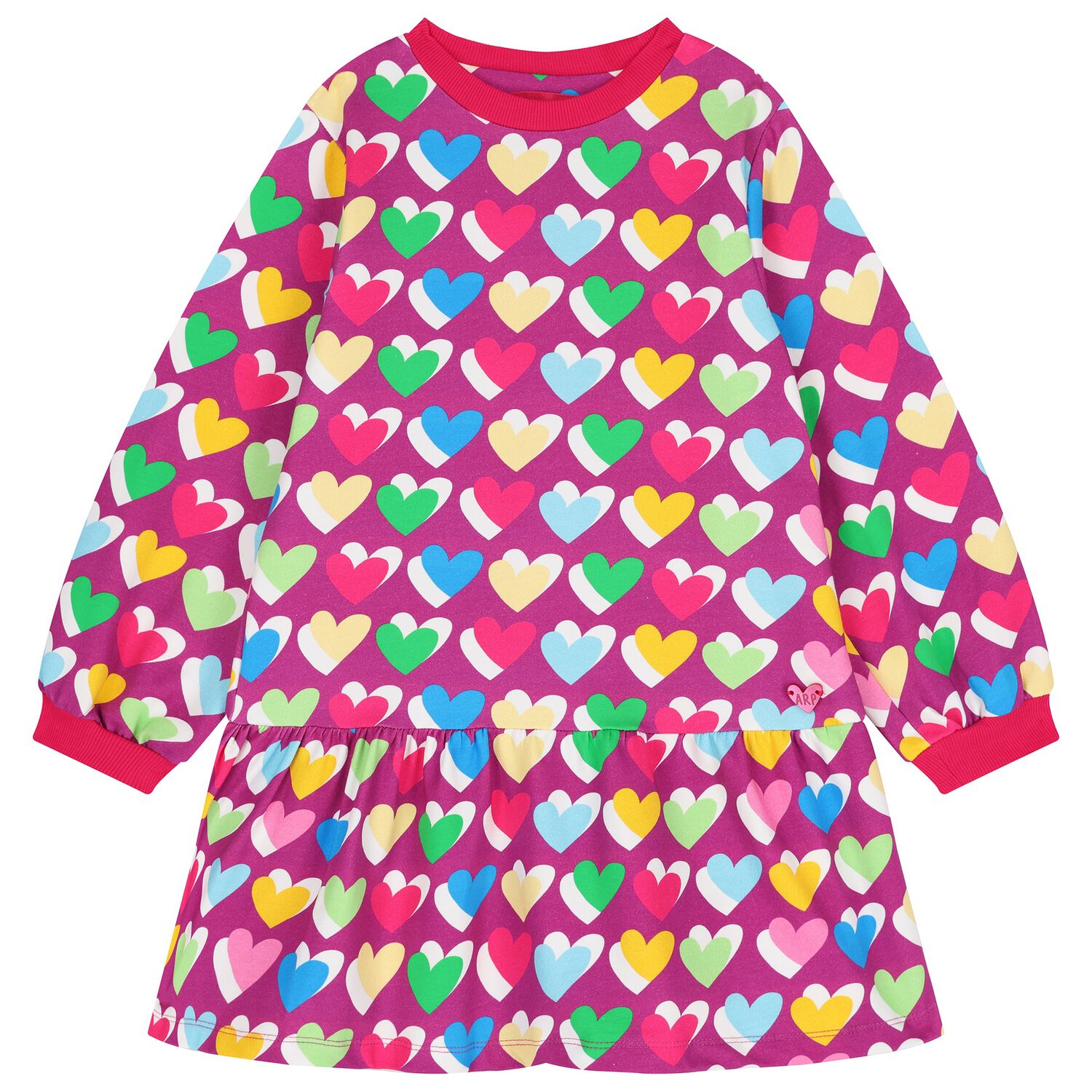Girls Purple & Pink Heart Dress, 1, hi-res
