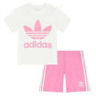 طقم شورت بالشعار باللون الأبيض والوردي, 3, hi-res