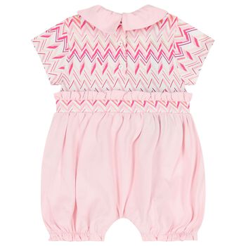 Baby Girls Pink Zigzag Logo Romper