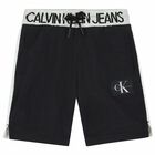 Boys Black & Grey Logo Shorts, 1, hi-res
