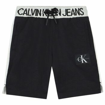 Boys Black & Grey Logo Shorts