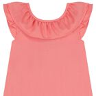 Girls Coral Ruffled Dress, 1, hi-res