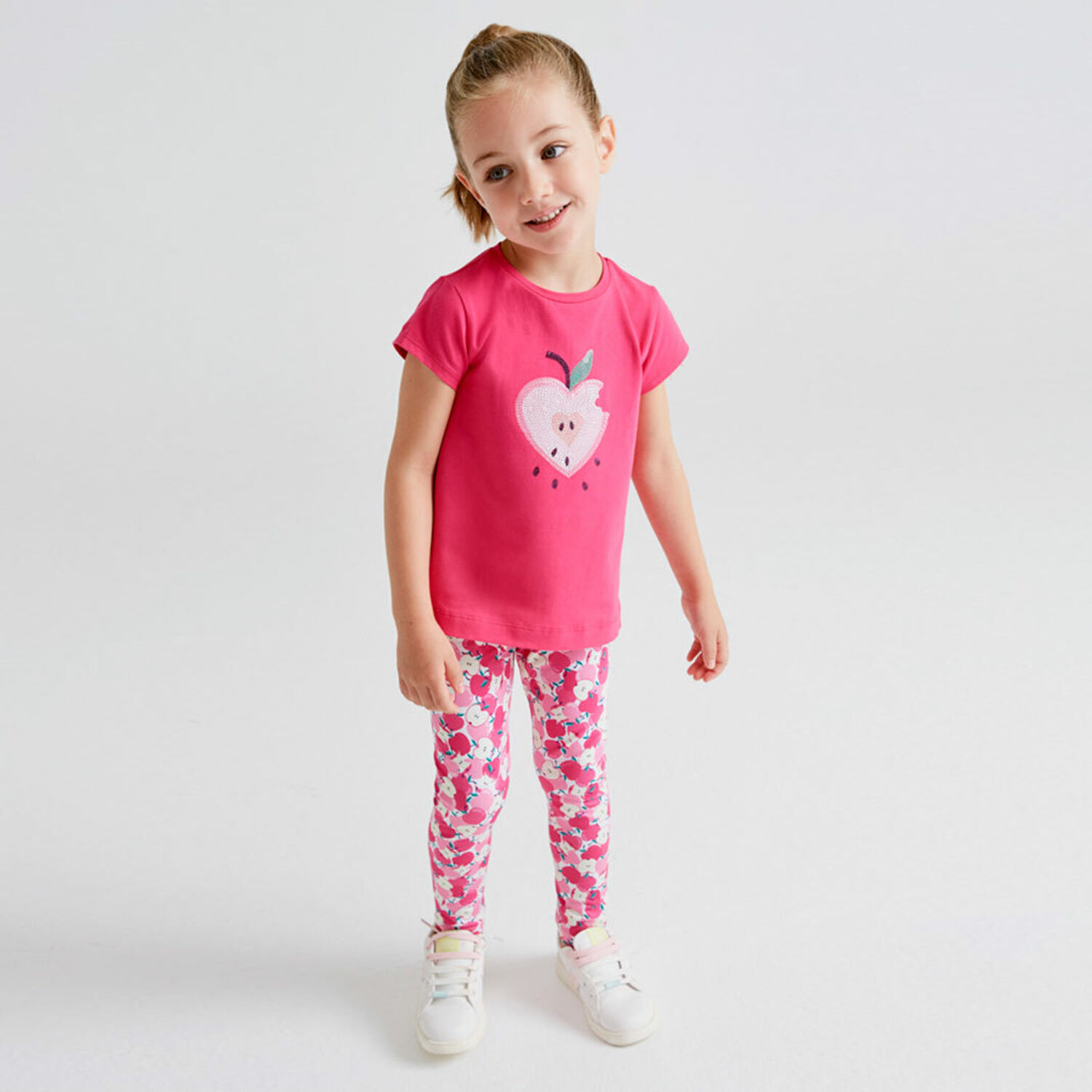 Girls Pink Apple Leggings Set, 1, hi-res