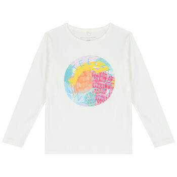 Girls Ivory Logo Long Sleeve Top