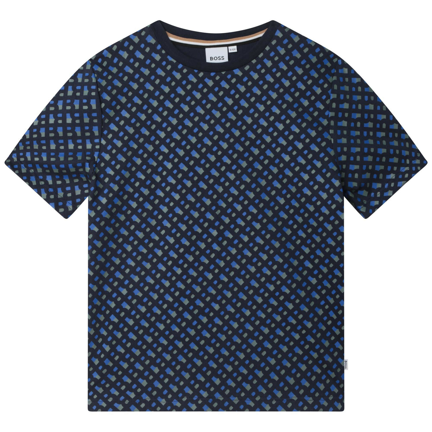 Boys Blue Monogram Logo T-Shirt, 1, hi-res