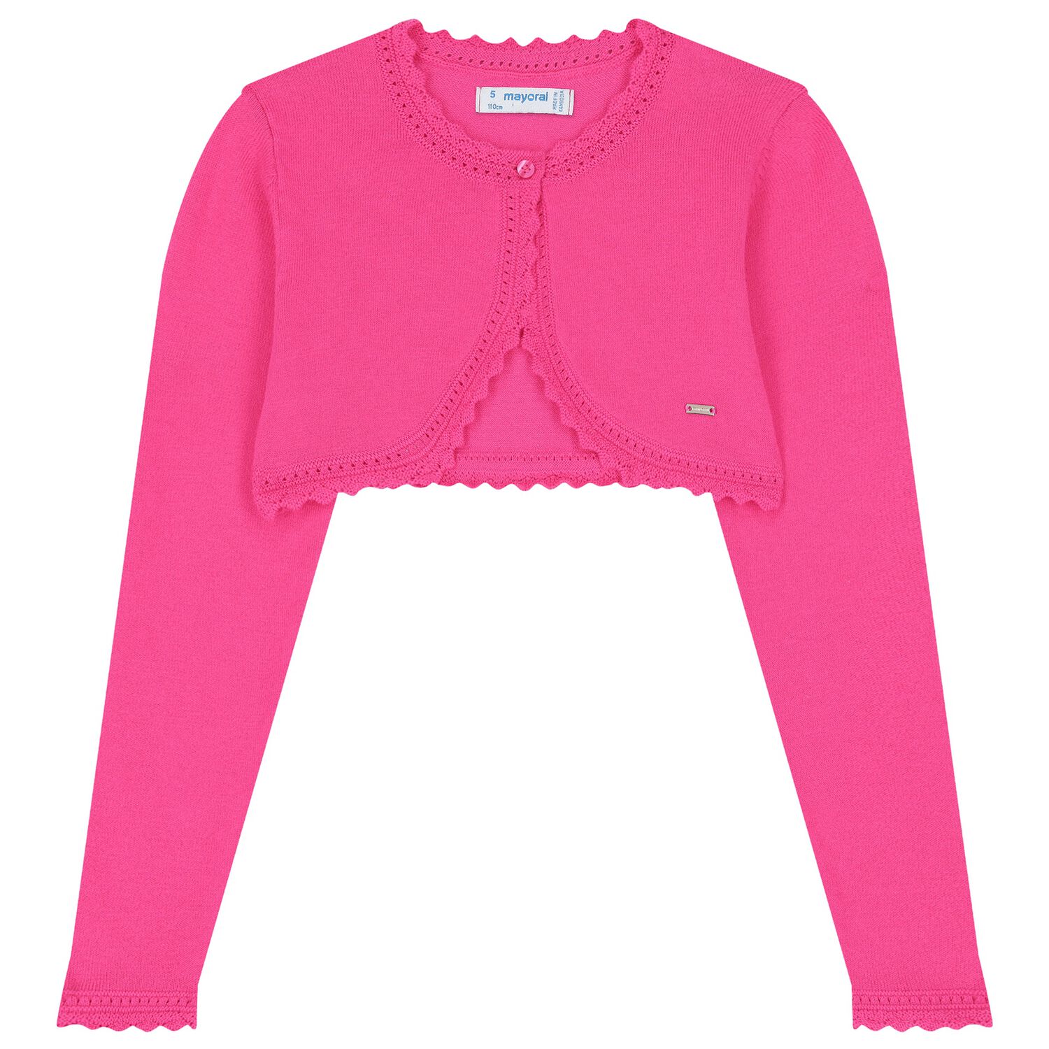 Girls Pink Bolero Knit Cardigan, 5, hi-res image number null
