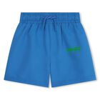 Younger Boys Blue Logo Swim Shorts, 1, hi-res