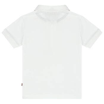 Younger Boys White Logo Polo Shirt