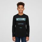 Boys Black Logo Long Sleeve Top, 1, hi-res