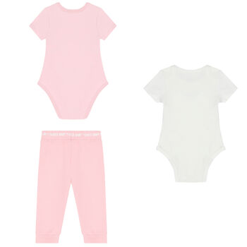 Baby Girls Pink & White Logo Gift Set